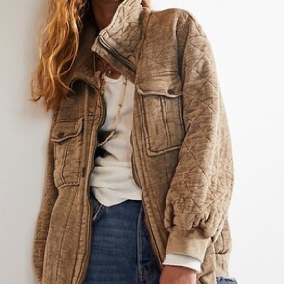NEW Free People Luna Cozy Quilted Bomber Jacket Z532 - Picture 5 of 6
